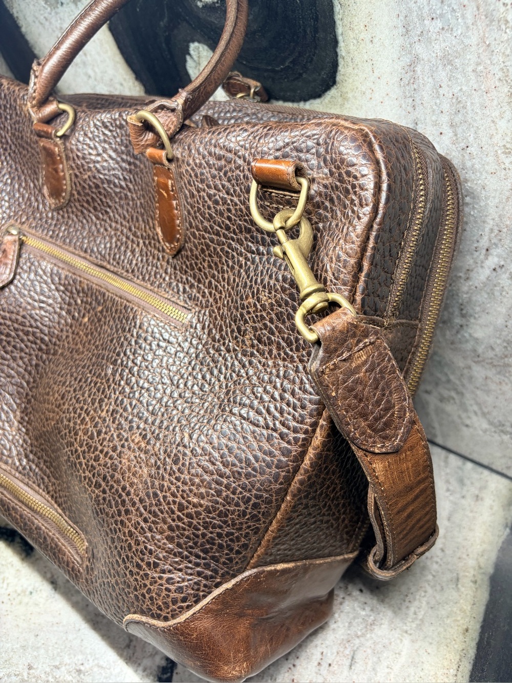 Lucchese Buffalo Leather Briefcase Messenger Laptop Bag Brown USA Luxury - Picture 4 of 12